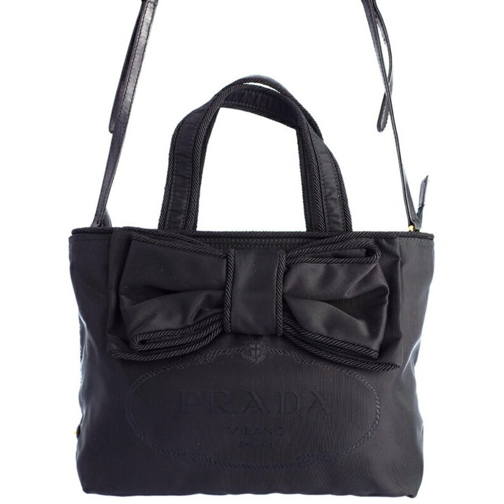 Prada Tessuto Bow 2Way Handbag black